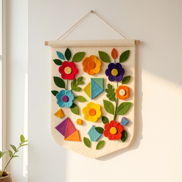 Handmade felt wall hanging decor
