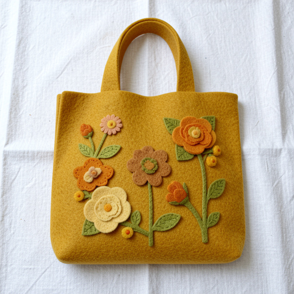 Handmade felt tote bag