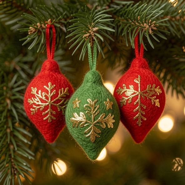 Handmade felt Christmas ornaments